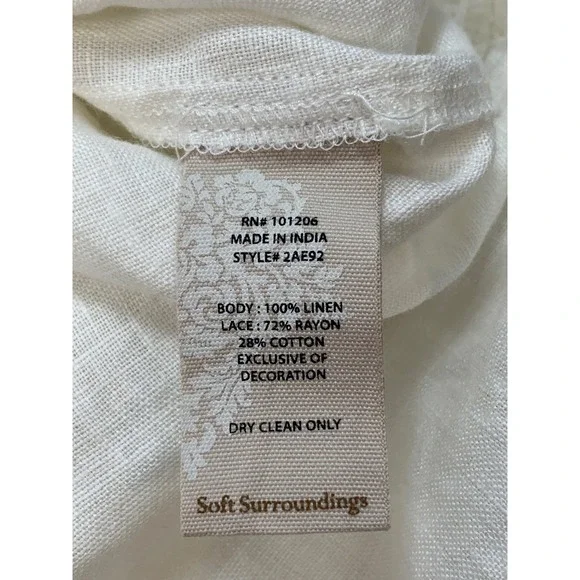 Soft Surroundings Linen Desert Tunic Top Embroidered Colorful Buttons India Sz L - Picture 4 of 8